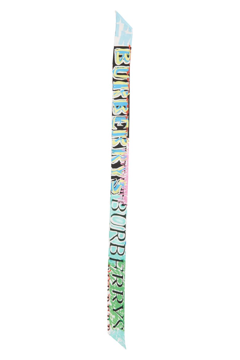 Newsprint Silk Skinny Scarf, Main, color, MULTICOLOUR