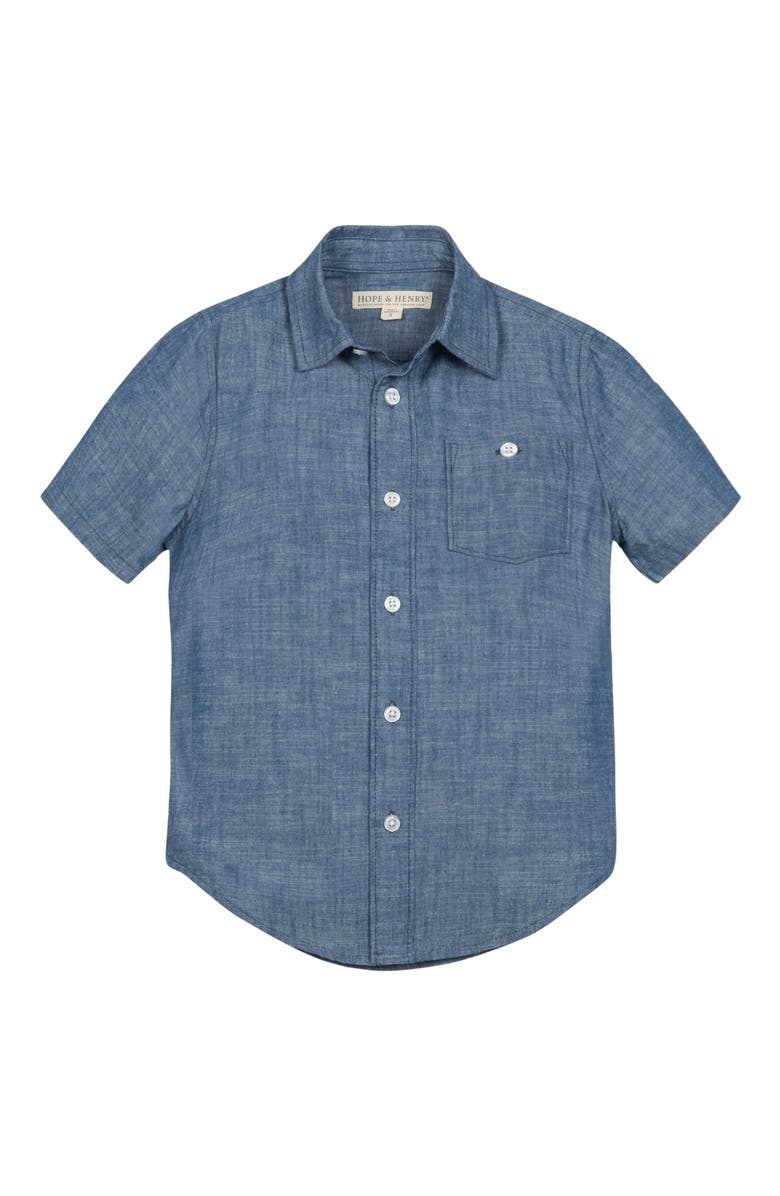 Hope & Henry Boys' Organic Short Sleeve Chambray Shirt, Kids, Alternate, color,