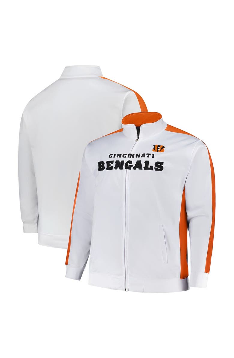 FANATICS Men's Fanatics White Cincinnati Bengals Big & Tall Tricot Full-Zip Track Jacket, Main, color, White