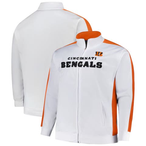 Men's Fanatics White Cincinnati Bengals Big & Tall Tricot Full-Zip Track Jacket