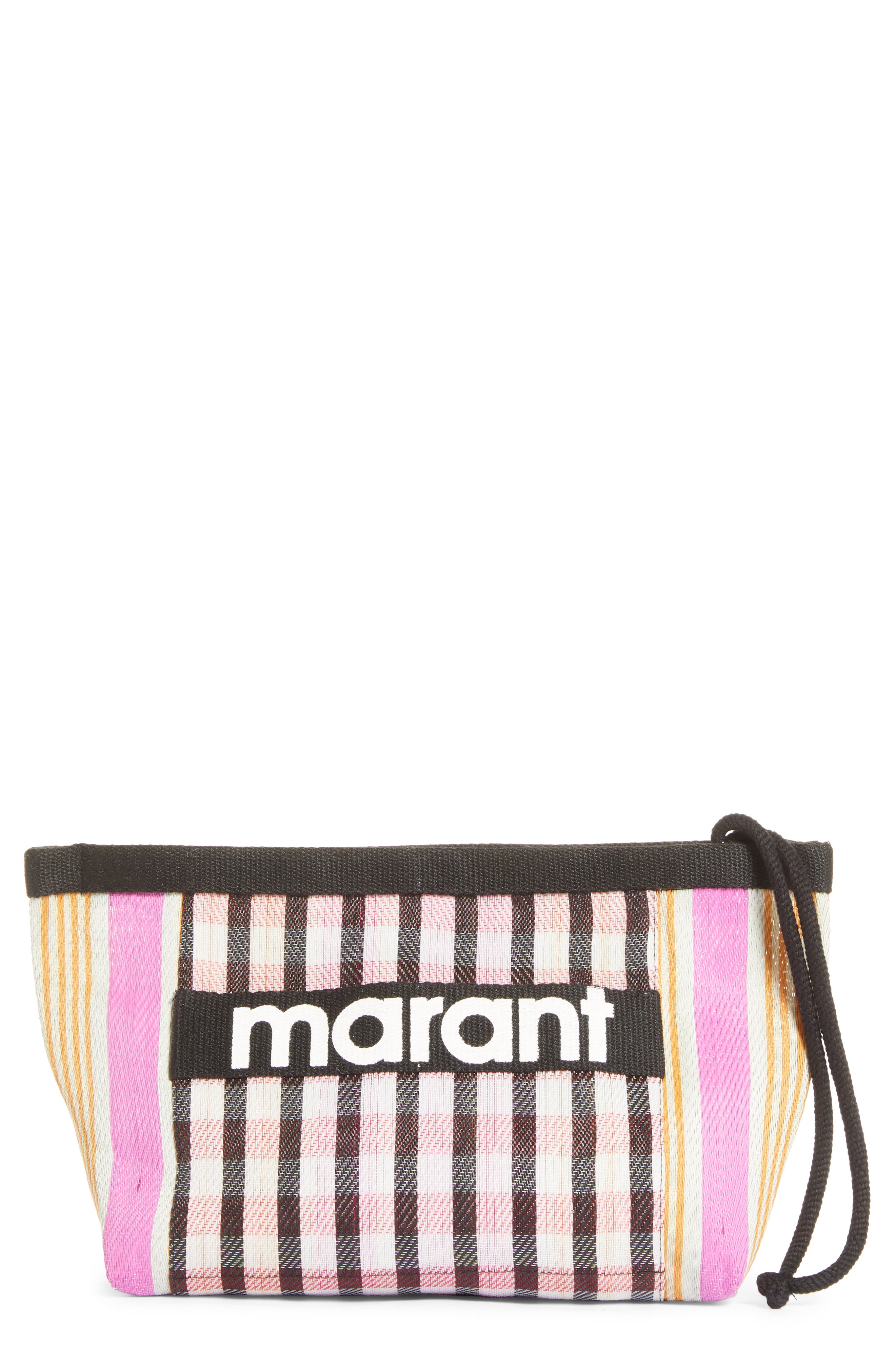 Isabel Marant Powden Logo Clutch, Main, color, 