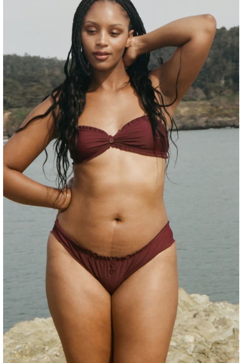 Bloomer Bikini Bottom, Alternate, color, Maroon