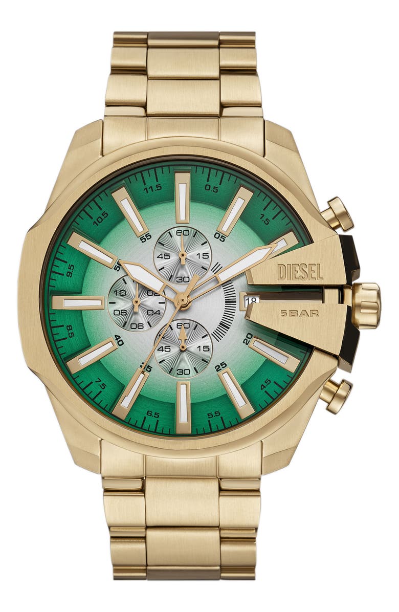 DIESEL<sup>®</sup> Mega Chief Goldton Chronograph Bracelet Watch, 48mm, Main, color, 