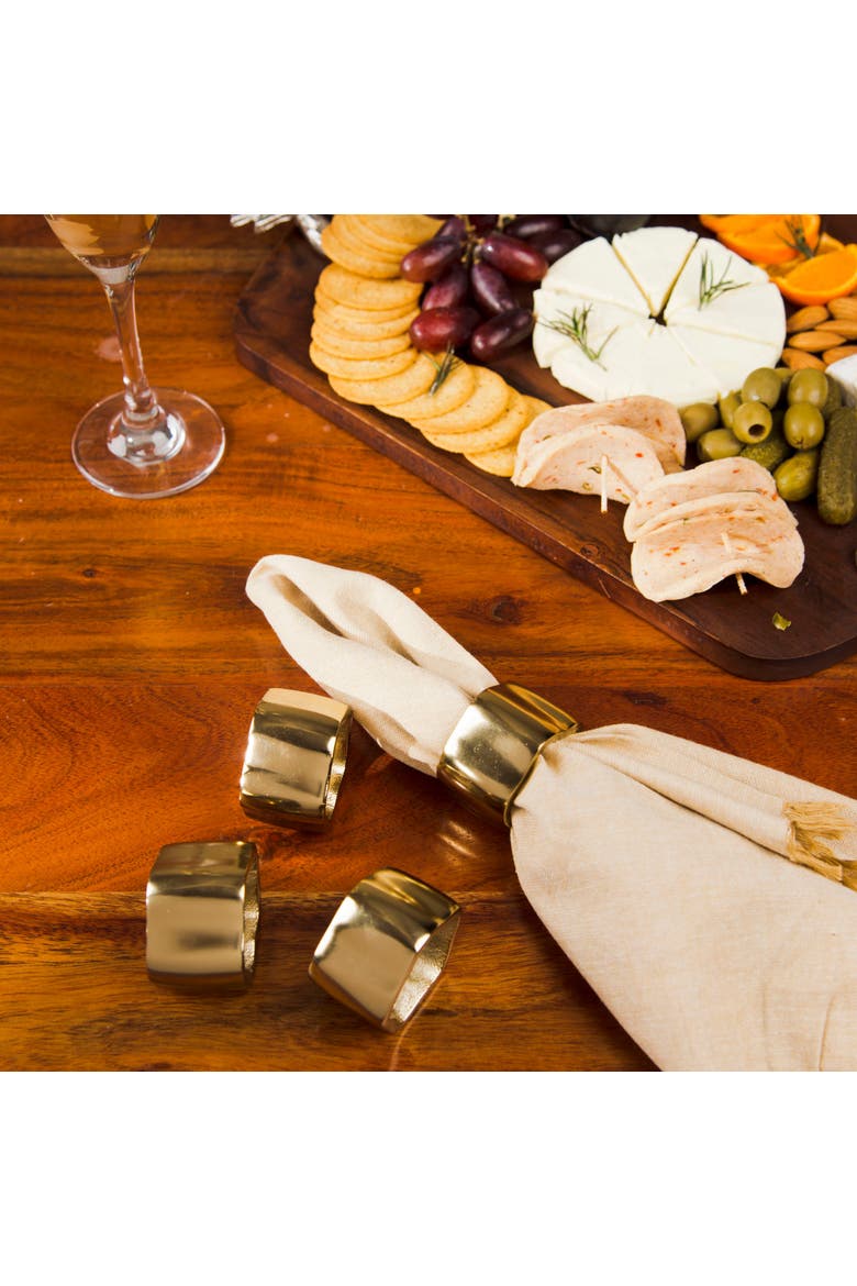 Gold Toned Sculpted Napkin Rings, Alternate, color, Gold