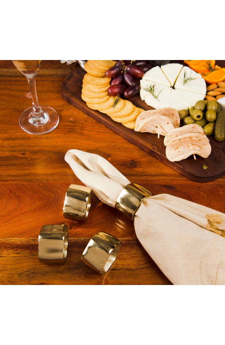 Mela Artisans Gold Toned Sculpted Napkin Rings, Alternate, color, Gold