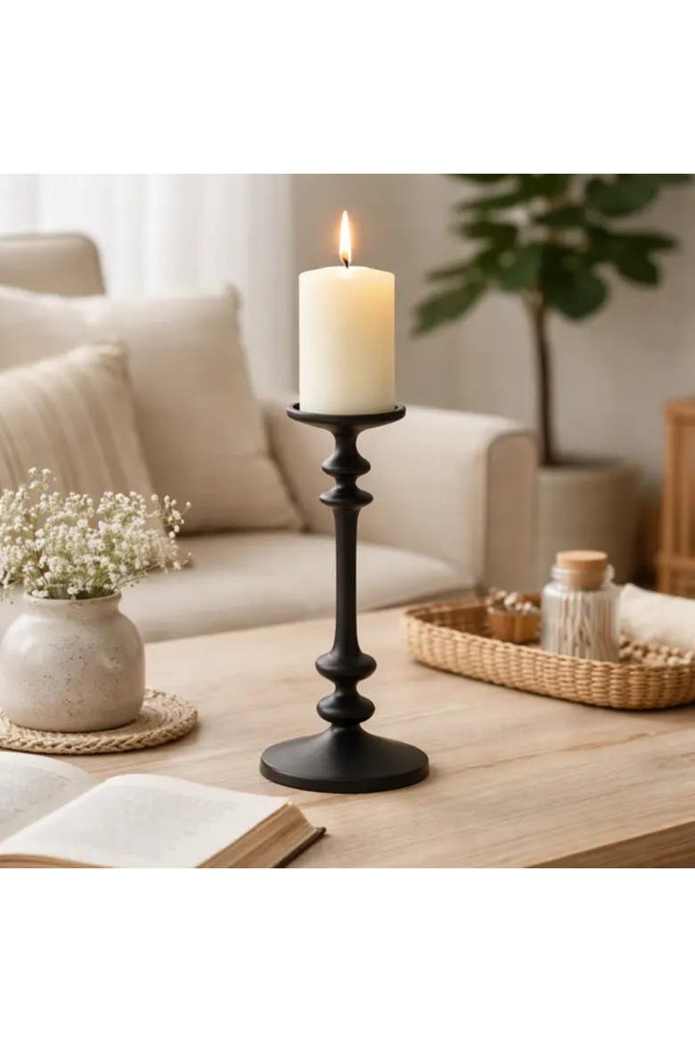 Classic Tall Aluminum Candle Holder, Alternate, color, Black