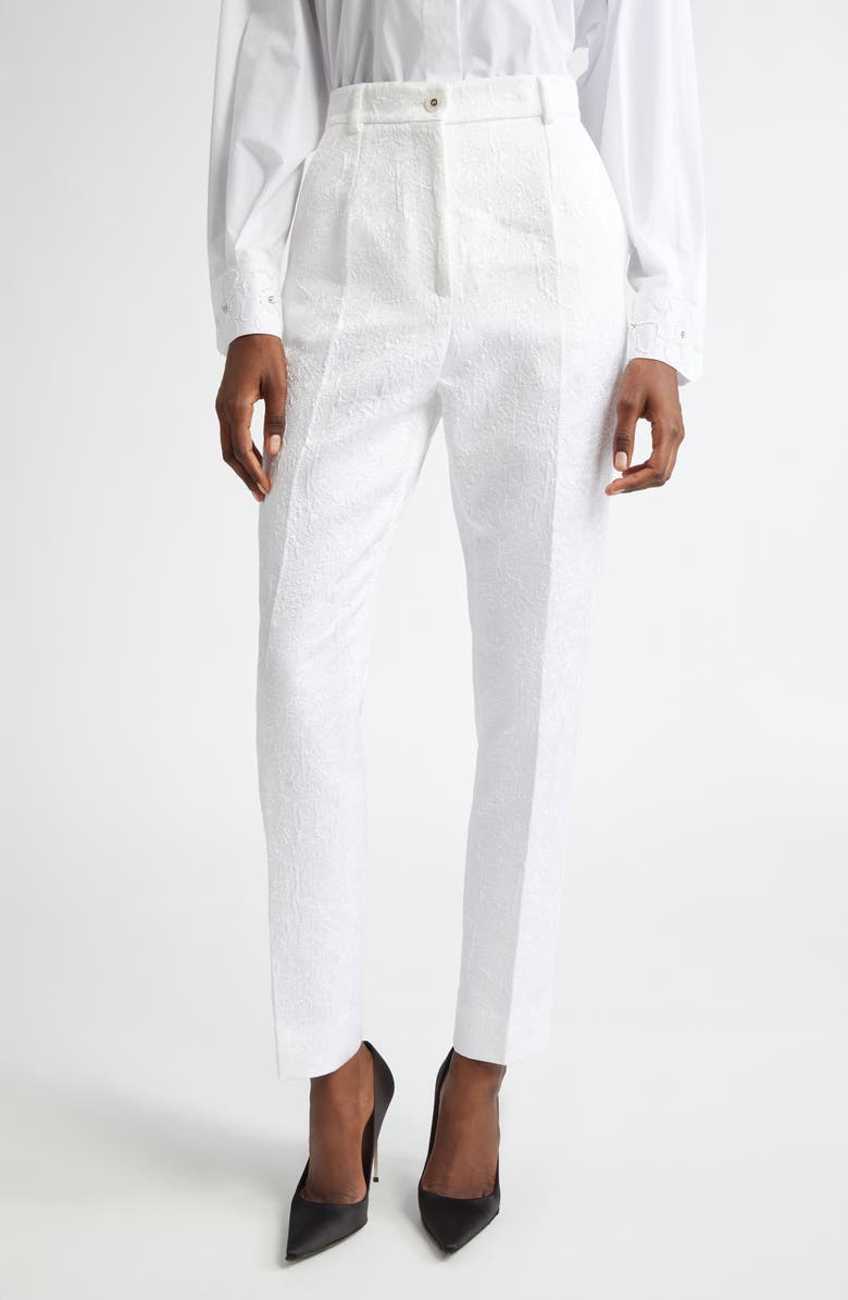 Dolce&Gabbana Brocade Skinny Pants, Main, color, W0800 Bianco Ottico