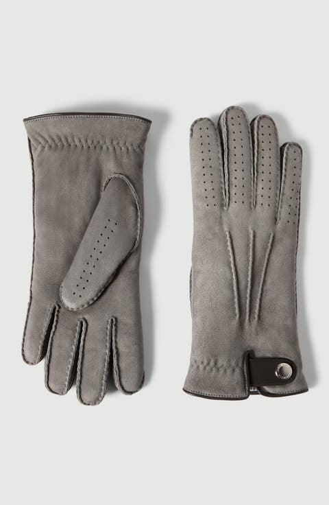 Suede shearling gloves