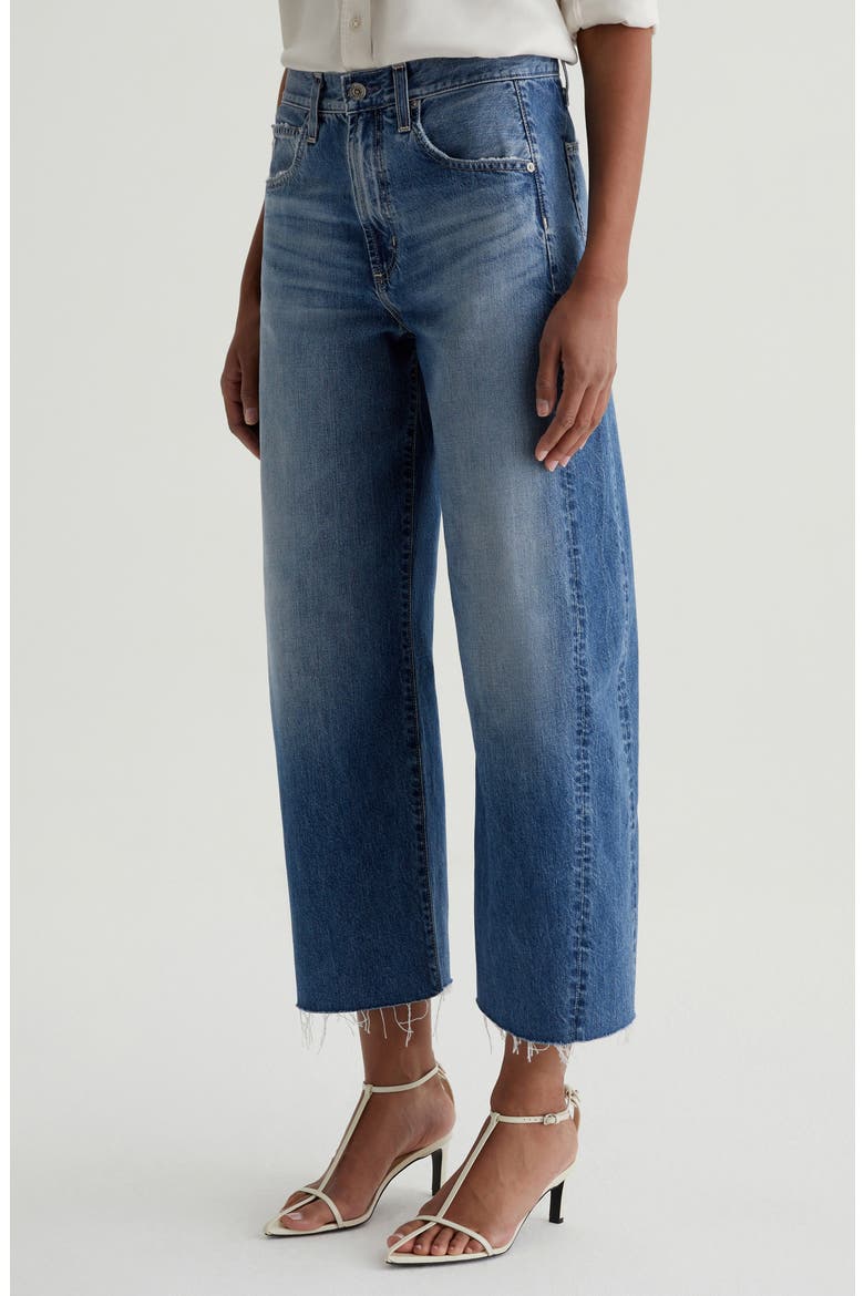 Hattie Raw Hem High Waist Crop Barrel Leg Jeans, Alternate, color, GEMINI