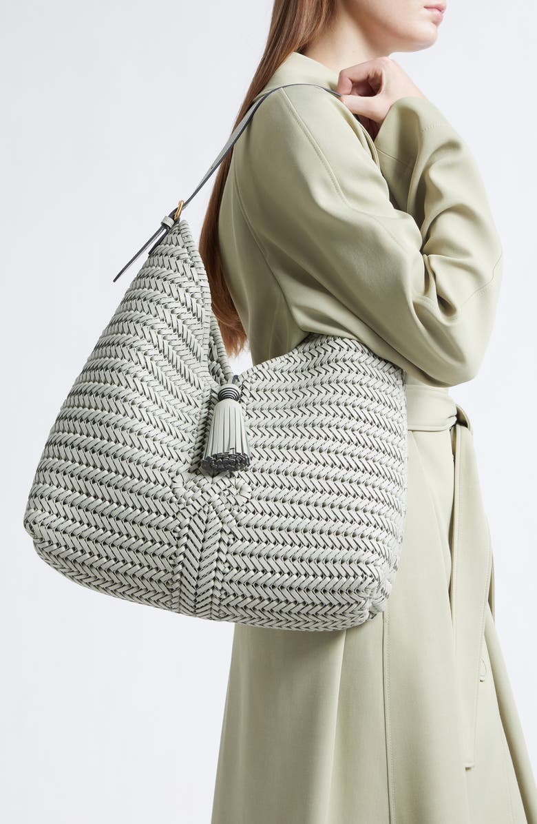 Anya Hindmarch Neeson Tassel Leather Hobo Bag, Alternate, color, Iceberg