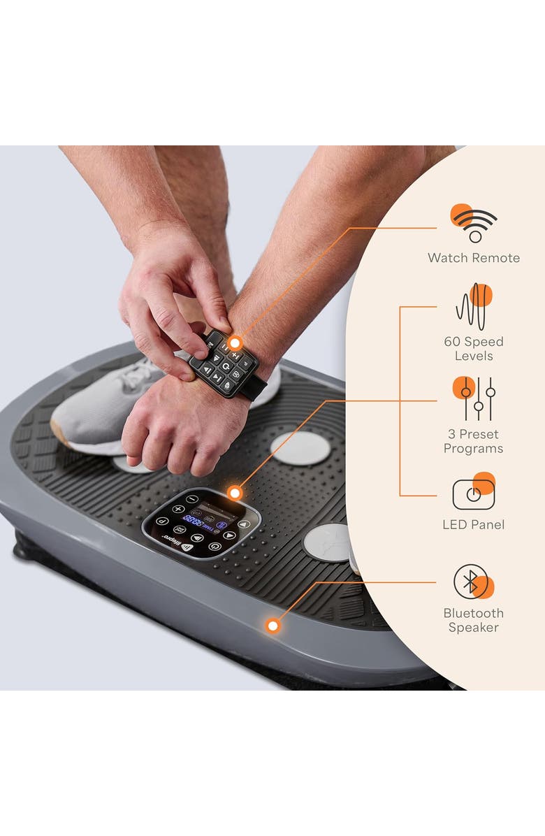 Lifepro Rumblex Plus 4D Vibration Plate Machine Exercise Machine with Triple Motors for Recovery and Fat Burn, Alternate, color, Grey