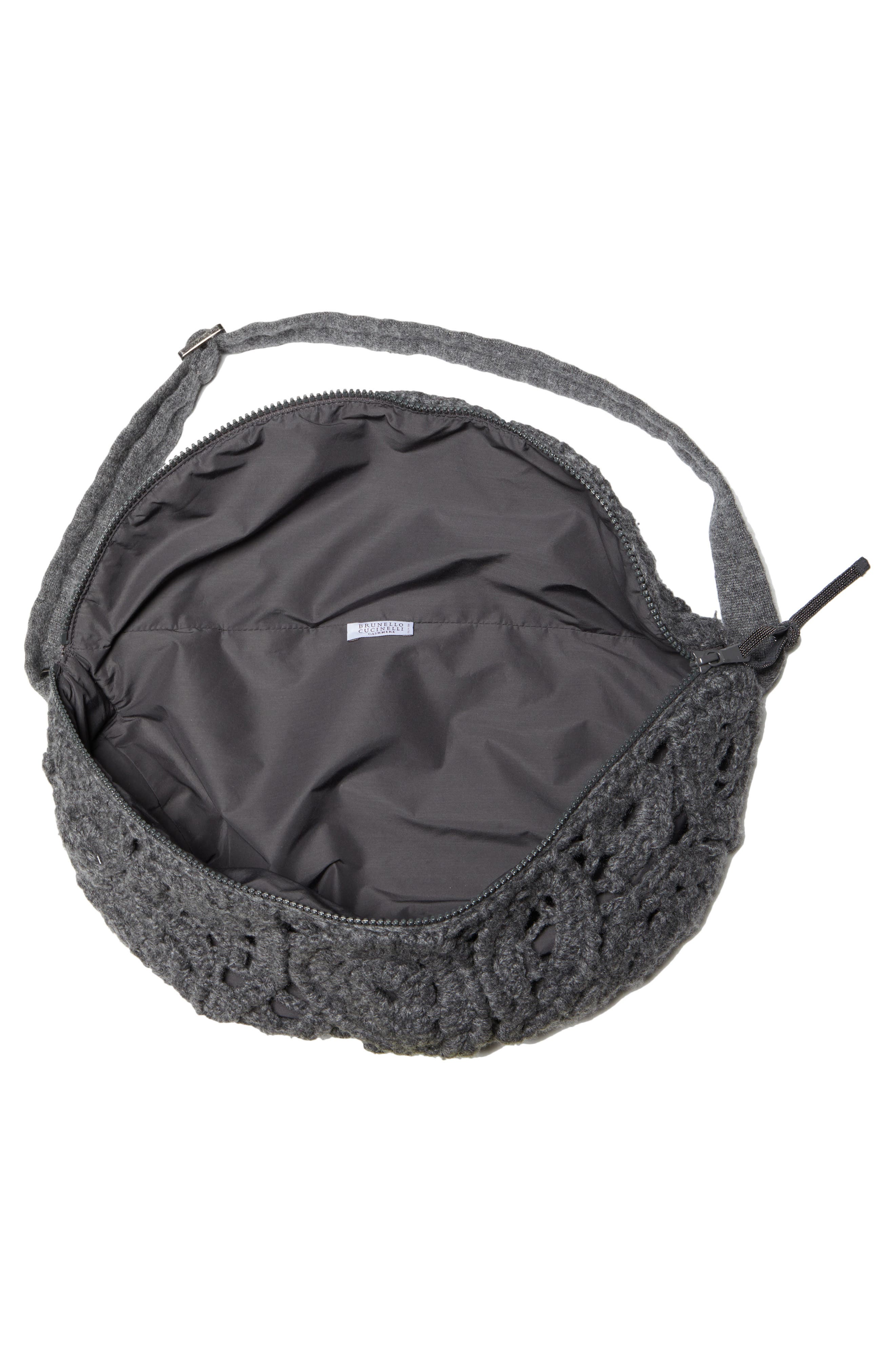 Brunello Cucinelli Crochet Paisley Cashmere Belt Bag, Alternate, color, 