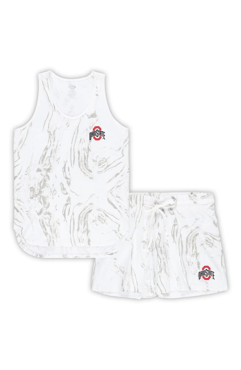PROFILE Women's Profile White Ohio State Buckeyes Plus Size Marble Tank and Shorts Set, Main, color, Cream