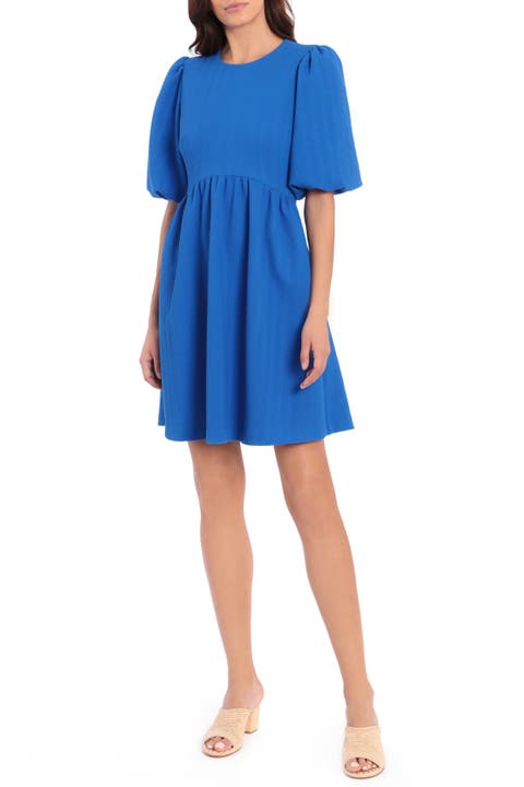 Puff Sleeve Knit Fit and Flare Dress