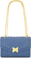 Mac Duggal Gold Chain Quilted Napa Leather Handbag