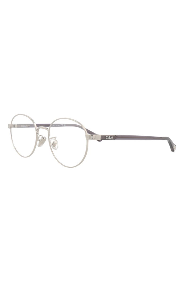 Chloé 52mm Round Optical Glasses, Alternate, color, Silver Grey Transparent