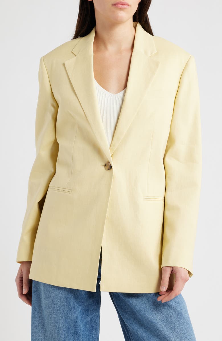 COS One-Button Linen Blazer, Alternate, color,