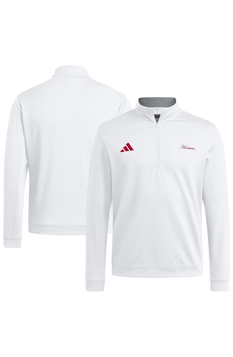 adidas Men's adidas White Indiana Hoosiers Elevated Quarter-Zip Jacket, Alternate, color,