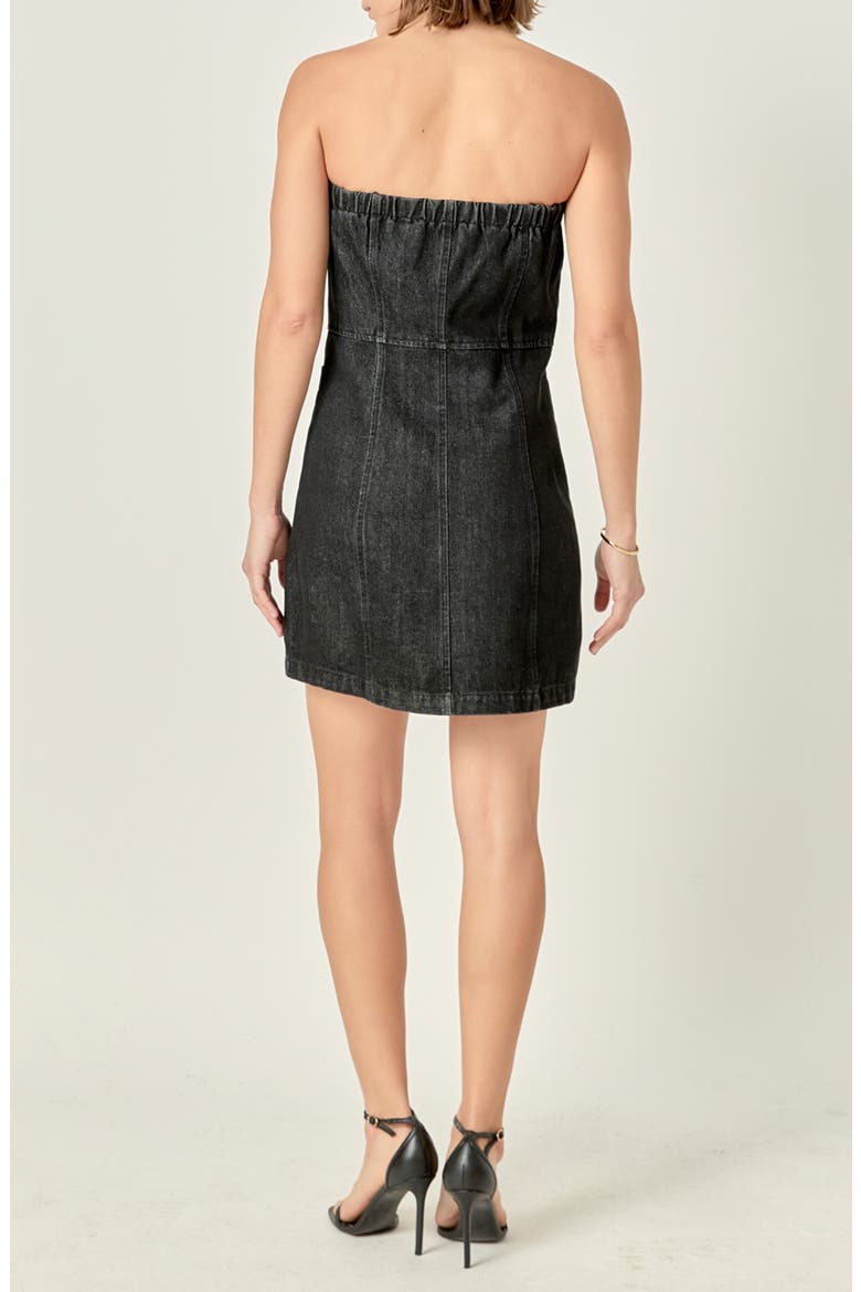 Denim Tube Minidress, Alternate, color, BLACK