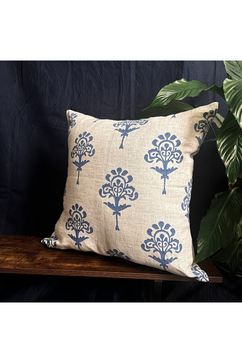 Blue Harmony Pure Linen Throw Pillow Cover, Alternate, color, Blue