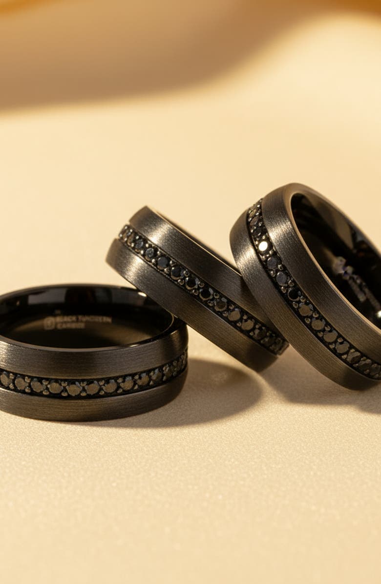 Larson Jewelers Valiant Sapphire Tungsten Ring, Alternate, color, Black