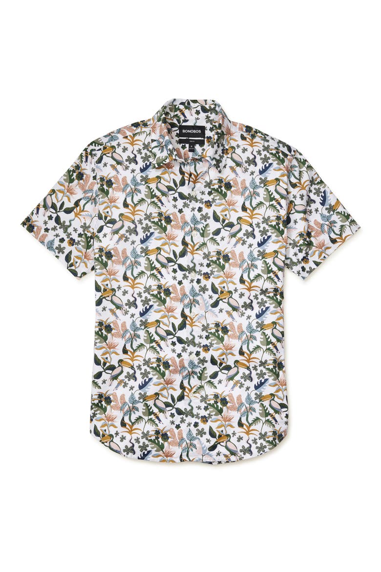 Riviera Botanical Short Sleeve Button-Up Shirt, Alternate, color, TOUCAN PARADISE