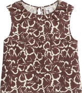 Nordstrom Floral Gathered Neck Poplin Sleeveless Top