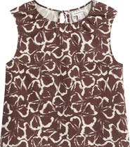 Nordstrom Floral Gathered Neck Poplin Sleeveless Top