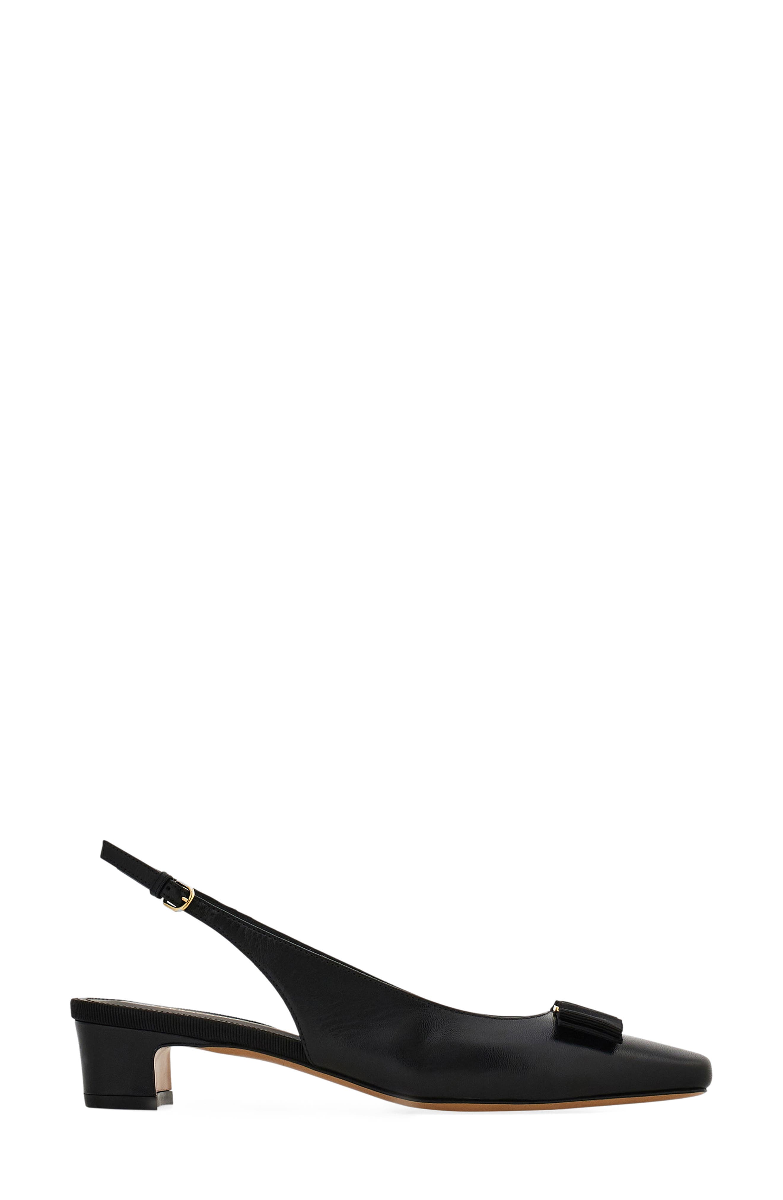 FERRAGAMO Rivada Bow Slingback Pump, Alternate, color, Nero