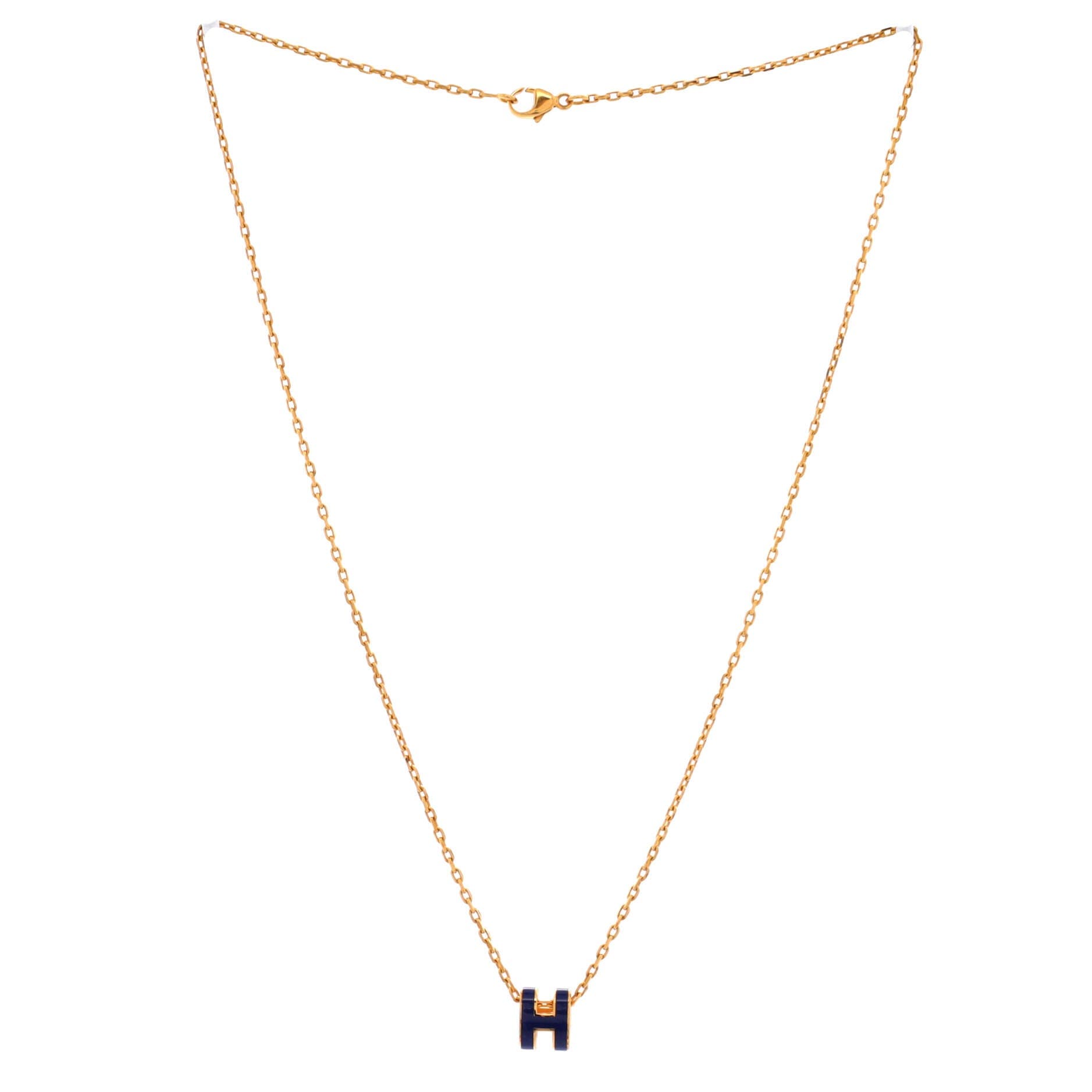Pop H Pendant Chain Necklace Metal and Enamel Mini, Alternate, color, Blue