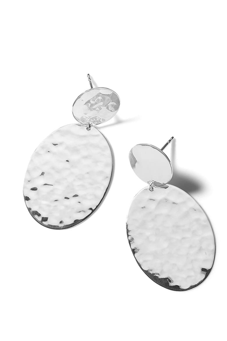 Classico Crinkle Hammered Drop Earrings, Alternate, color, SILVER