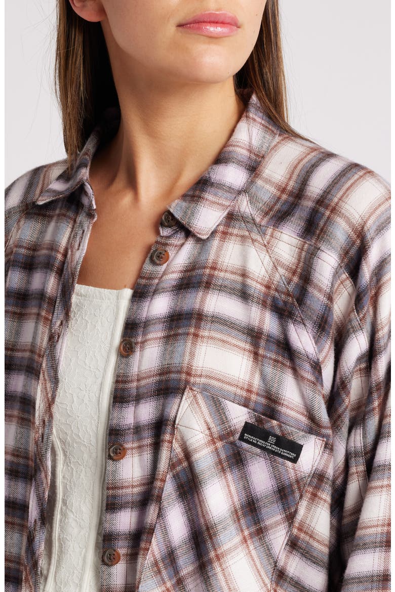 Brendon Plaid High-Low Hem Button-Up Shirt, Alternate, color, PINK