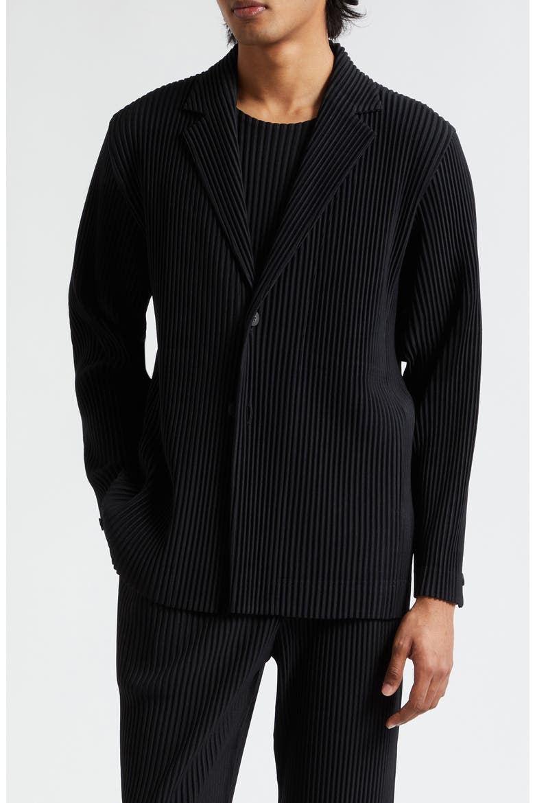 Pleated Blazer, Main, color, BLACK