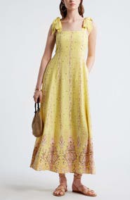 Treasure & Bond Floral Linen Blend Maxi Sundress