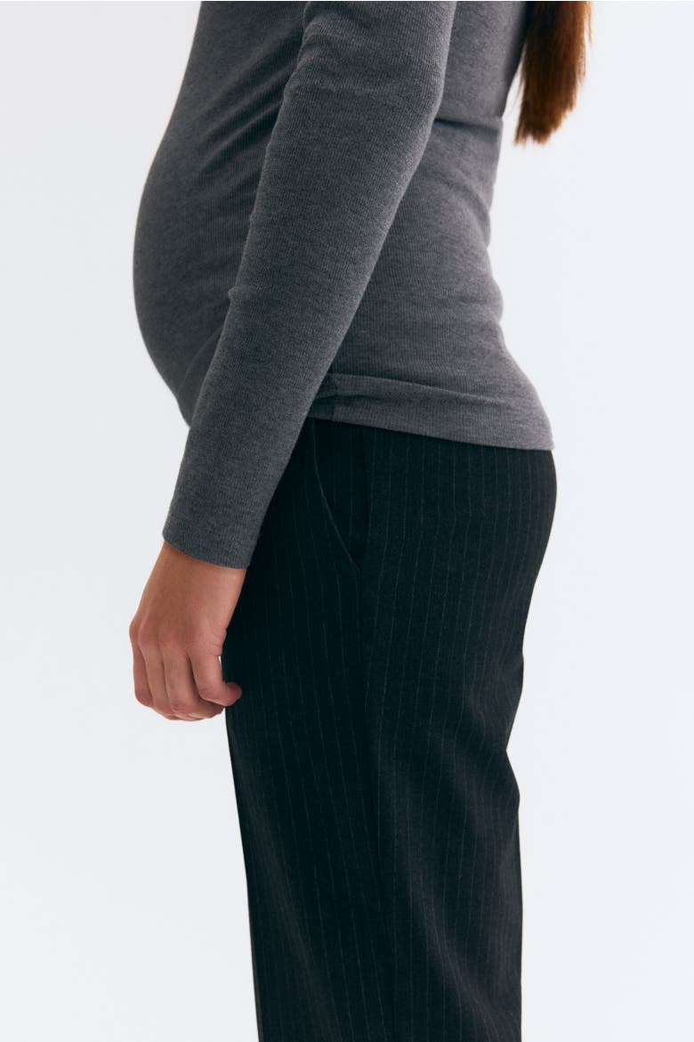 Mama Bootcut Pants, Alternate, color, Dark gray melange/pinstriped
