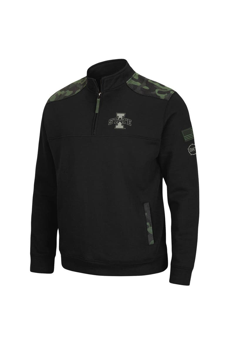 Men's Colosseum Black Iowa State Cyclones OHT Military Appreciation Commo Fleece Quarter-Zip Jacket, Alternate, color, Black