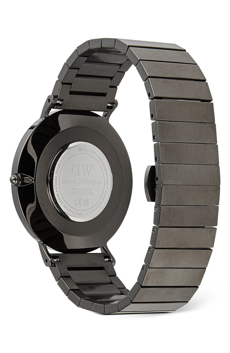 Daniel Wellington Classic Piano Link Bracelet Watch, 40mm, Alternate, color, Grey