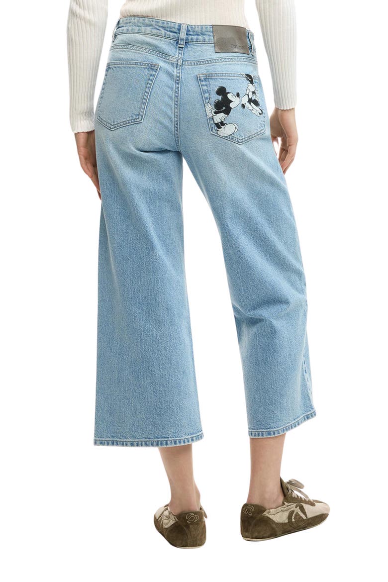 Printed Wide Leg Jeans, Alternate, color, MEDIUM BLUE