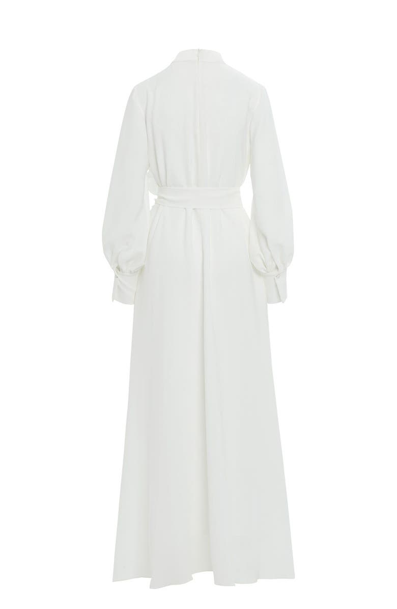 Gizia Gathered Detail Beaded Long Unlined Dress, Alternate, color, Ecru