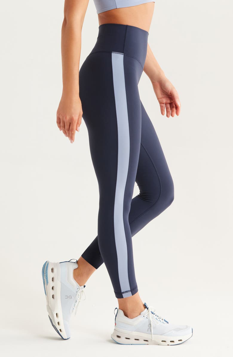 Zella Studio Luxe Colorblock High Waist 7/8 Leggings, Alternate, color, Navy Sapphire - Blue