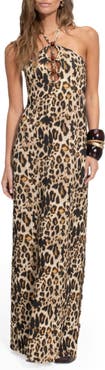 Agua Bendita Elise Print Keyhole Halter Cover-Up Maxi Dress