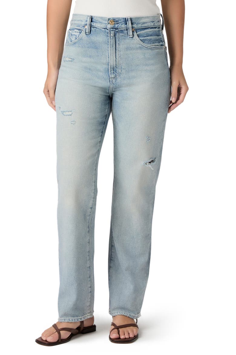 Sawyer Ripped High Waist Straight Leg Jeans, Main, color, MIC DROP DESTRUCTED