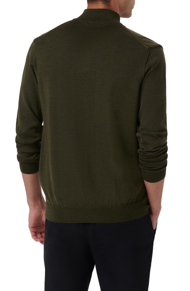 Bugatchi Quarter Zip Merino Wool Pullover, Alternate, color, Khaki