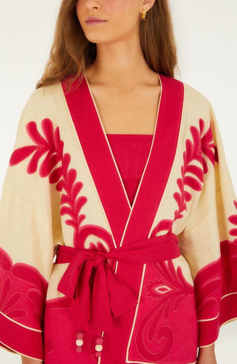 FARM Rio Spring Arabesc Belted Jacket, Alternate, color, Spring Arabesc Pink