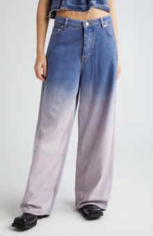 Ganni Future Denim Colorblock Ombré Wide Leg Jeans