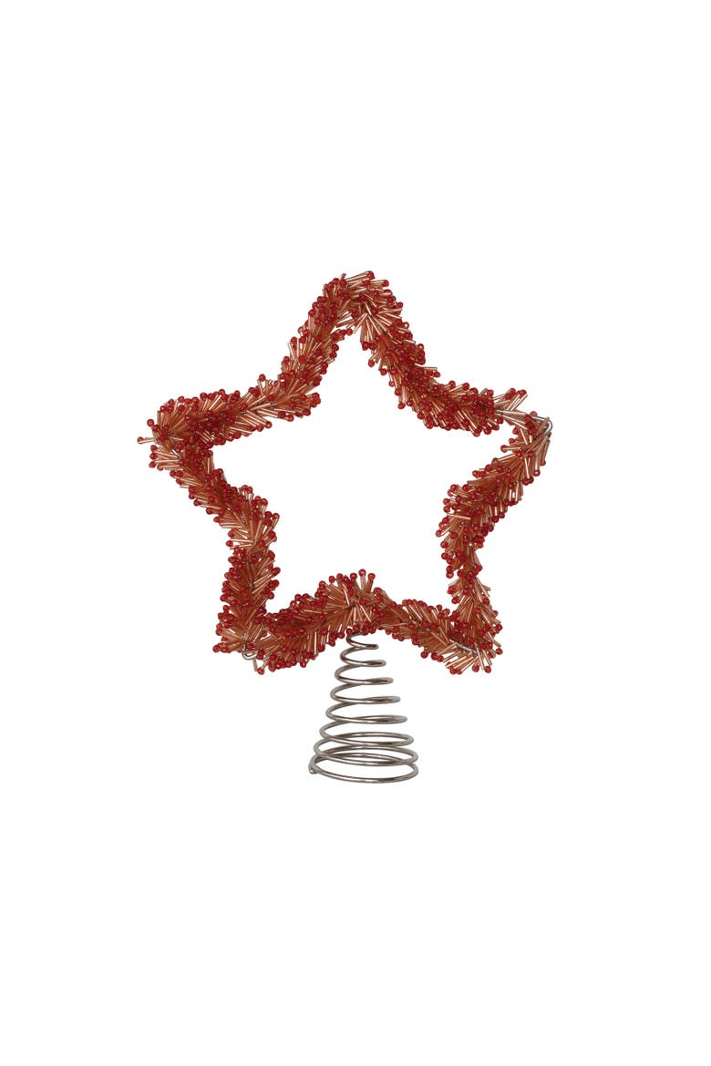 Handcrafted Glass Beaded Star Tree Topper with Iron Accents, Main, color, Multicolor