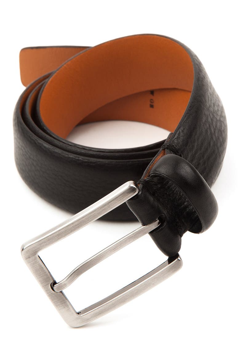 'Kane' Leather Belt, Alternate, color, BLACK