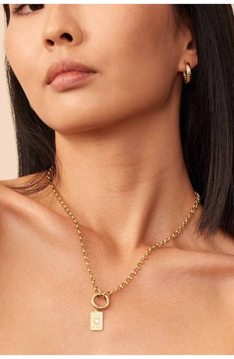 Oradina 14K Yellow Gold It's Love Pendant Charm, Alternate, color, Yellow Gold