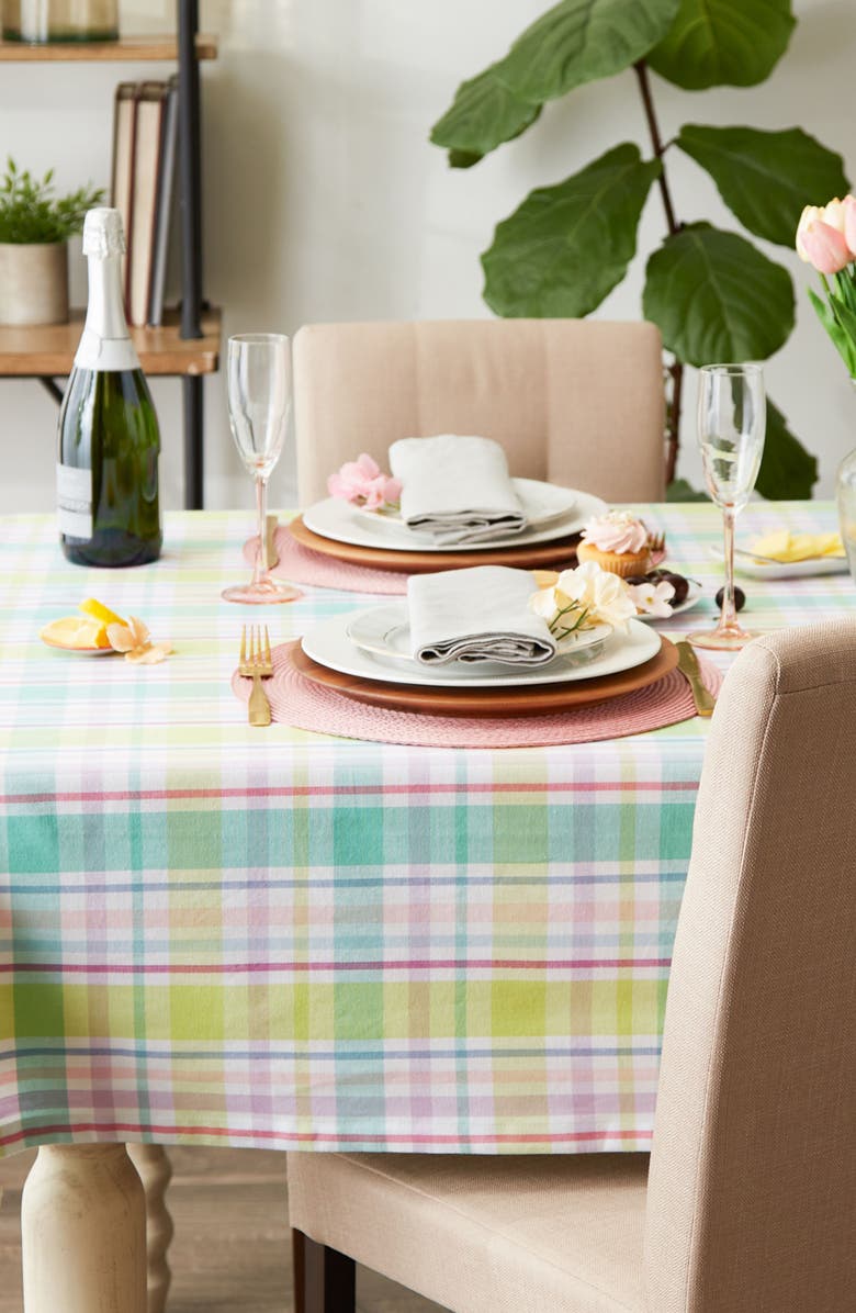 Design Imports Spring Plaid Tablecloth, Alternate, color, Multi