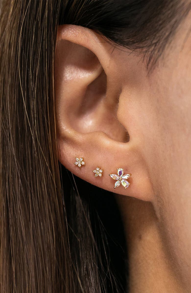 Girls Crew Gardenia Flower Stud Earrings, Alternate, color, 